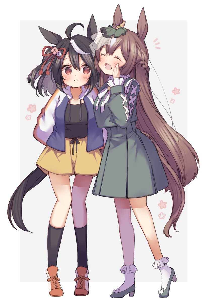 kitasan black (umamusume) ,satono diamond (umamusume) horse ears tail multiple girls animal ears 2girls horse tail horse girl  illustration images