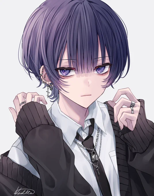 紫ぱっつんウルフ男子 