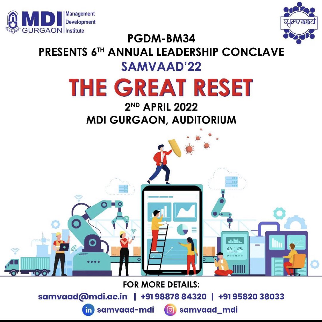 mdinmp's tweet photo. Join us on for an enriching session on how businesses have reshaped their basic structure for a more efficient and resilient system, right from domain experts and industry leaders.

#samvaad2022 #samvaad6.0 #mdigurgaon #pgdm-bm #bschool #mdi https://t.co/V9T8lvgaIR