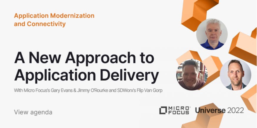 I'm excited for this session in the AMC track at #MicroFocusUniverse next week, where @MicroFocusCDMS and <a href="/SDWorx/">SD Worx</a> will explore how a flexible application delivery process supports your larger modernization journey: #MyMicroFocus bit.ly/3uzdmb1
