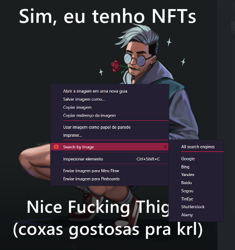 AxelGalzz's tweet image. Começando pela linda extensão : Search by Image. 
Ela permite a busca por imagem em diferentes engines com o clique direito do mouse +