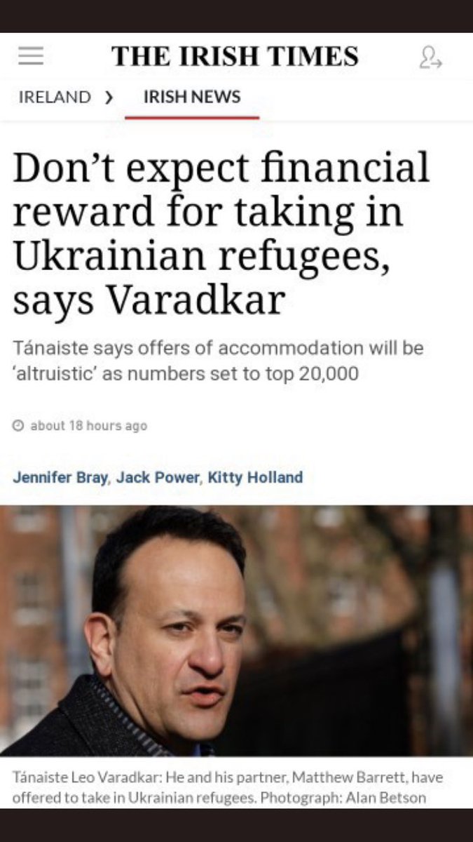 RichieHayes2's tweet photo. Individuals who take in Ukrainians do so at their own expense.
Hotels, however, will be paid by the state. (i.e. you and me.)
Paying attention yet, Paddy? https://t.co/3DdSxj9RoH