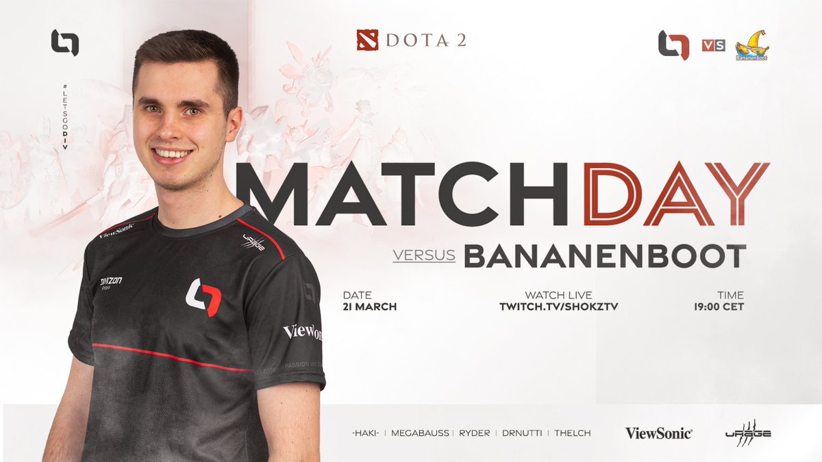 .<a href="/RyderDota/">Ryder</a> and Co are back in action tonight, as they face <a href="/BananenbootDota/">Bananenboot</a> in the #ESLMeisterschaft! 👊

We even brought in a familiar face in <a href="/Megabausss/">Megabauss</a>, he will replace Bill 👀🔥 

⏰ 19:00 CET
📺 twitch.tv/shokztv
🎙 @JanHoltma &amp; @DaHorsty 

#LETSGODIV