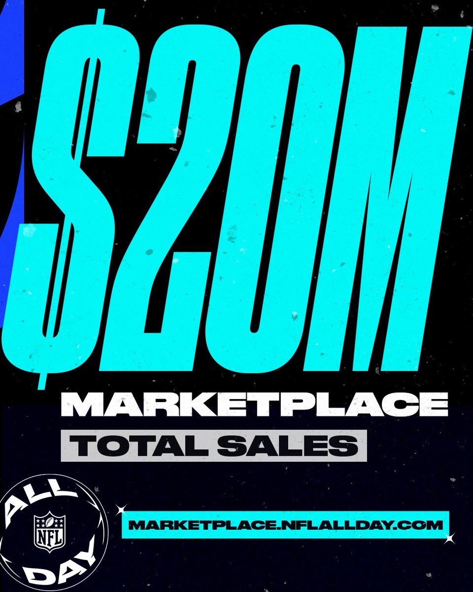 NFLALLDAY's tweet photo. What a community 🏆 #NFLALLDAY

The marketplace hit $20 million in total sales over the weekend.

Get in on the action yourself ➡️ https://t.co/YKyT3oQ39V https://t.co/qvbSt9J4dE