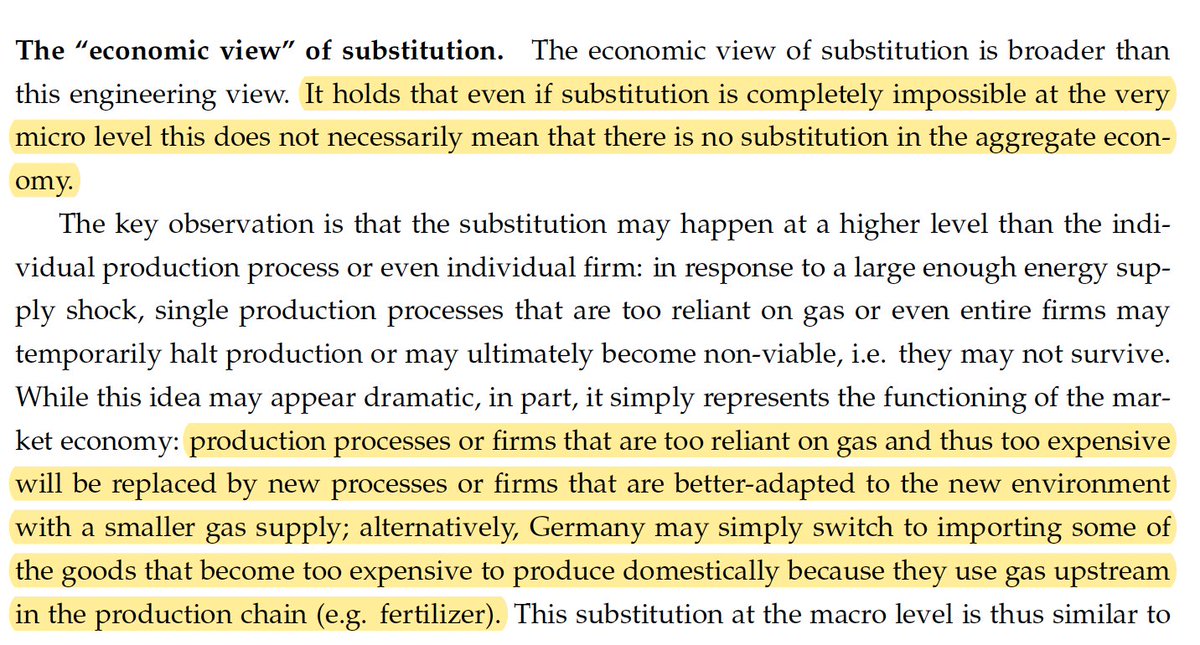 Key observation: zero substitution at "micro-micro" level of individual production processes does not mean zero substitution in aggregate economyHow so? Simply because such production processes will be replaced by new better processesThis can also be true for entire firms8/