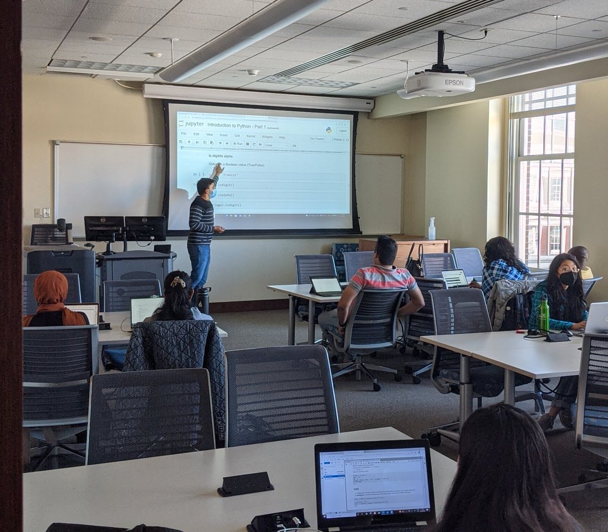 Ted Baldwin (@tedbaldwinuc) on Twitter photo Busy Monday at <a href="/UC_CEAS/">U of Cincinnati Engineering and Applied Science</a> Library! "Intro to #Python, Part 1" workshop in the library classroom! Critical coding teaching happening here. Thank you to our graduate assistant & instructor, Kranthi Yellugari (PhD student, Aerospace Engineering). <a href="/UCLibraries/">UC Libraries</a> <a href="/uofcincy/">University of Cincinnati</a> Busy Monday at <a href="/UC_CEAS/">U of Cincinnati Engineering and Applied Science</a> Library! "Intro to #Python, Part 1" workshop in the library classroom! Critical coding teaching happening here. Thank you to our graduate assistant & instructor, Kranthi Yellugari (PhD student, Aerospace Engineering). <a href="/UCLibraries/">UC Libraries</a> <a href="/uofcincy/">University of Cincinnati</a>