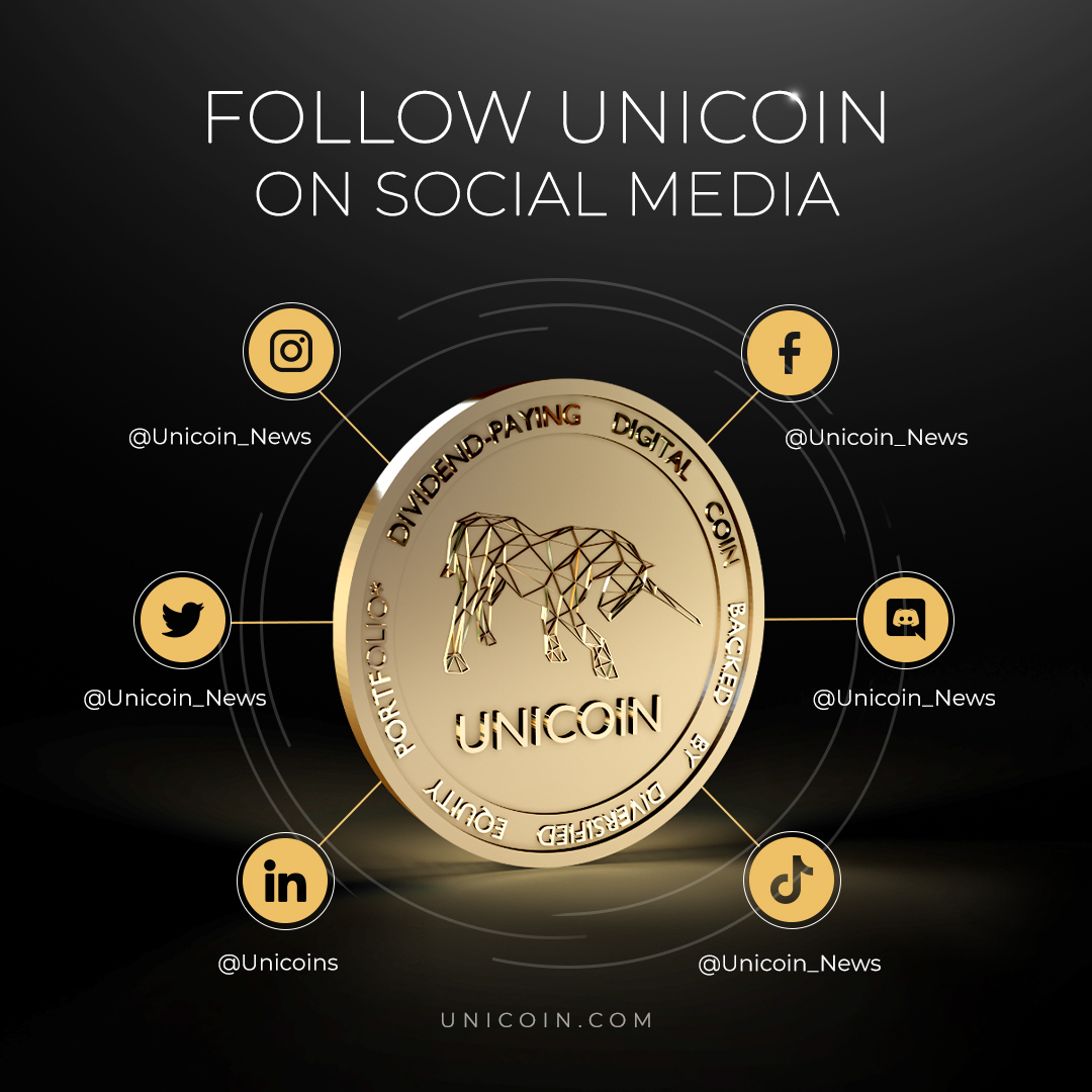 A new generation of crypto is here. Are you part of the Unicoin movement? Make sure to follow Unicoin on Social Media!

Insta: Unicoin_News
Twitter: <a href="/Unicoin_News/">Unicoin</a>
LinkedIn: Unicoins
Facebook: Unicoin_News
TikTok: Unicoin_News
Discord: Unicoin_News

Unicoin.com