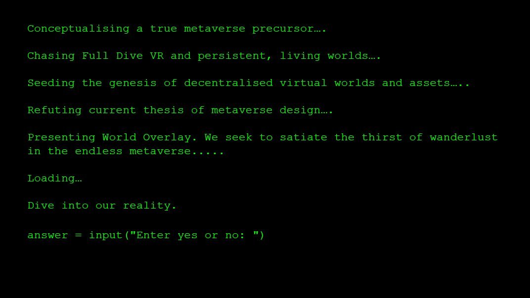 Let's talk about World Overlay.