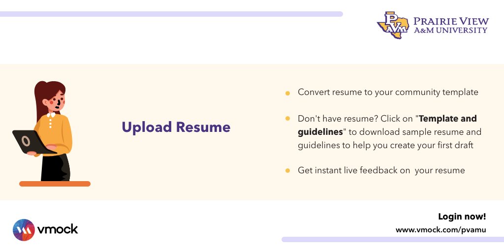 pvamucareers's tweet photo. Need A Great Resume?
VMock SMART Career Platform
24/7 Resume Advisor!
@pvamu #pvamu #resume #vmock https://t.co/ZZVpy7Wkb3