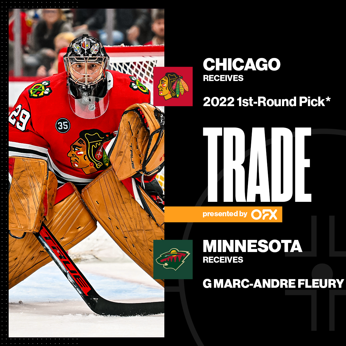 Marc-Andre Fleury traded to Minnesota Wild