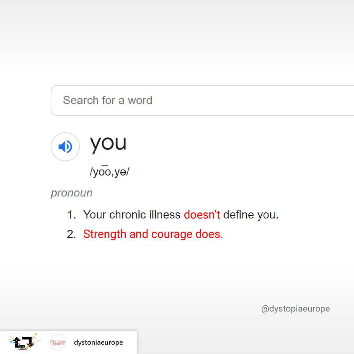 RareAdvocacy's tweet photo. Today mark's March's #MondayMotivation repost! 

You
Your chronic illness doesn't define you.
Strength and courage does.

#LivingRare
#RareActivism #RareAdvocacy
#rare360
#LetsMakeASplash
#AdultsLivingRare
#OurLivesMatter
#WeareRare

Source: https://t.co/HEPUTgxqF4 https://t.co/DH0CjZXAPg