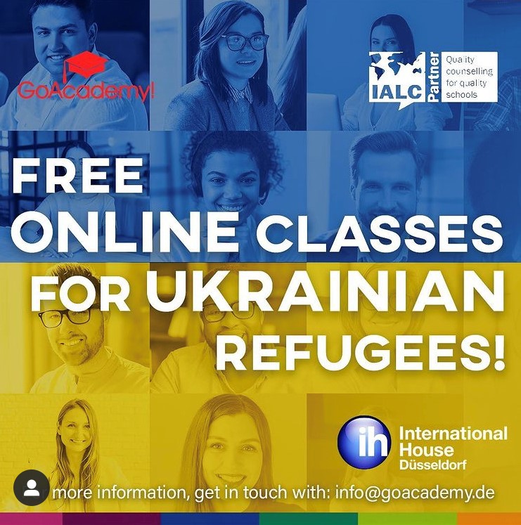GoAcademy_Ddf's tweet photo. 🇩🇪Free online German courses for Ukrainian refugees!🇺🇦
🔹 Starting date: 28.03.2022
🔹 Duration: 8 weeks
We still have some free spots! 
Sign up now❗️‼️➡ info@goacademy.de
https://t.co/hAeAkeLzOD
___
#goacademy #ihdüsseldorf #ialcschool #germancourses #UkrainianRefugees https://t.co/qYUJtUkE2l