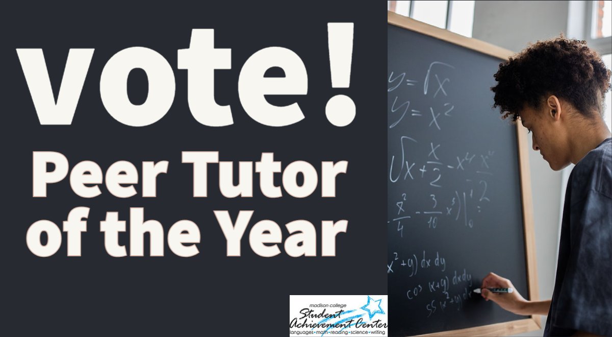 madcollegelib's tweet image. Did a SAC tutor help you succeed in your courses during this school year? Nominate them for the Madison College Student Tutor of the Year Award!

Tell us why you think they deserve the award by filling out the tutor nomination form: bit.ly/3DdCk3D @MadisonCollege