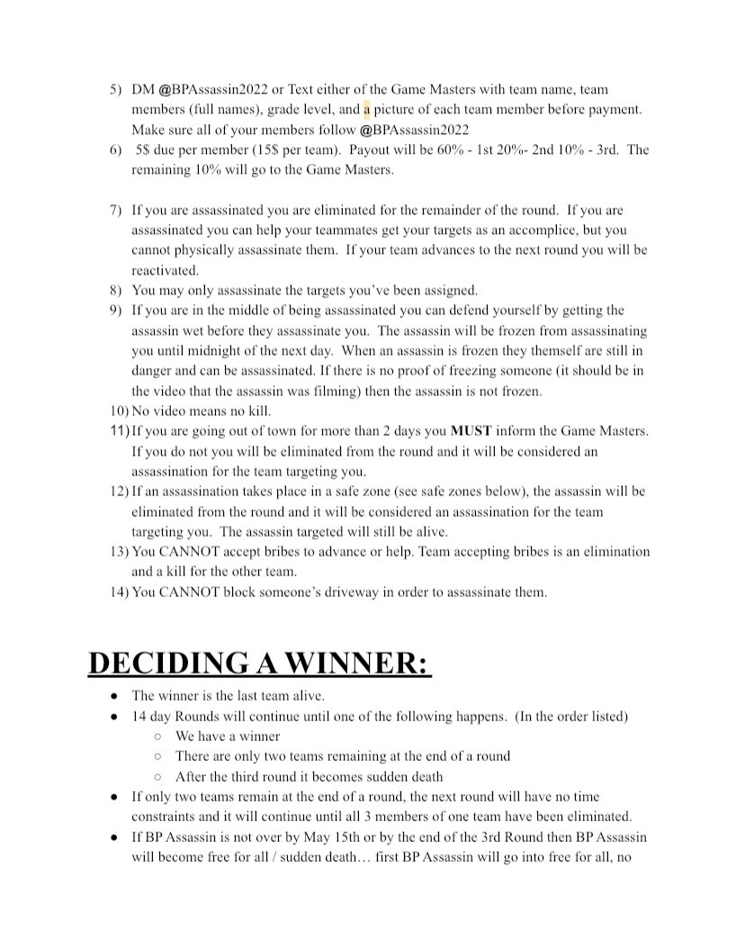 BPAssassin2022's tweet photo. THE RULE BOOK HAS BEEN UPDATED.
There was no change in any rules, we only clarified what some rules meant. This should cause less confusion in round 2. https://t.co/36btIdqIUP