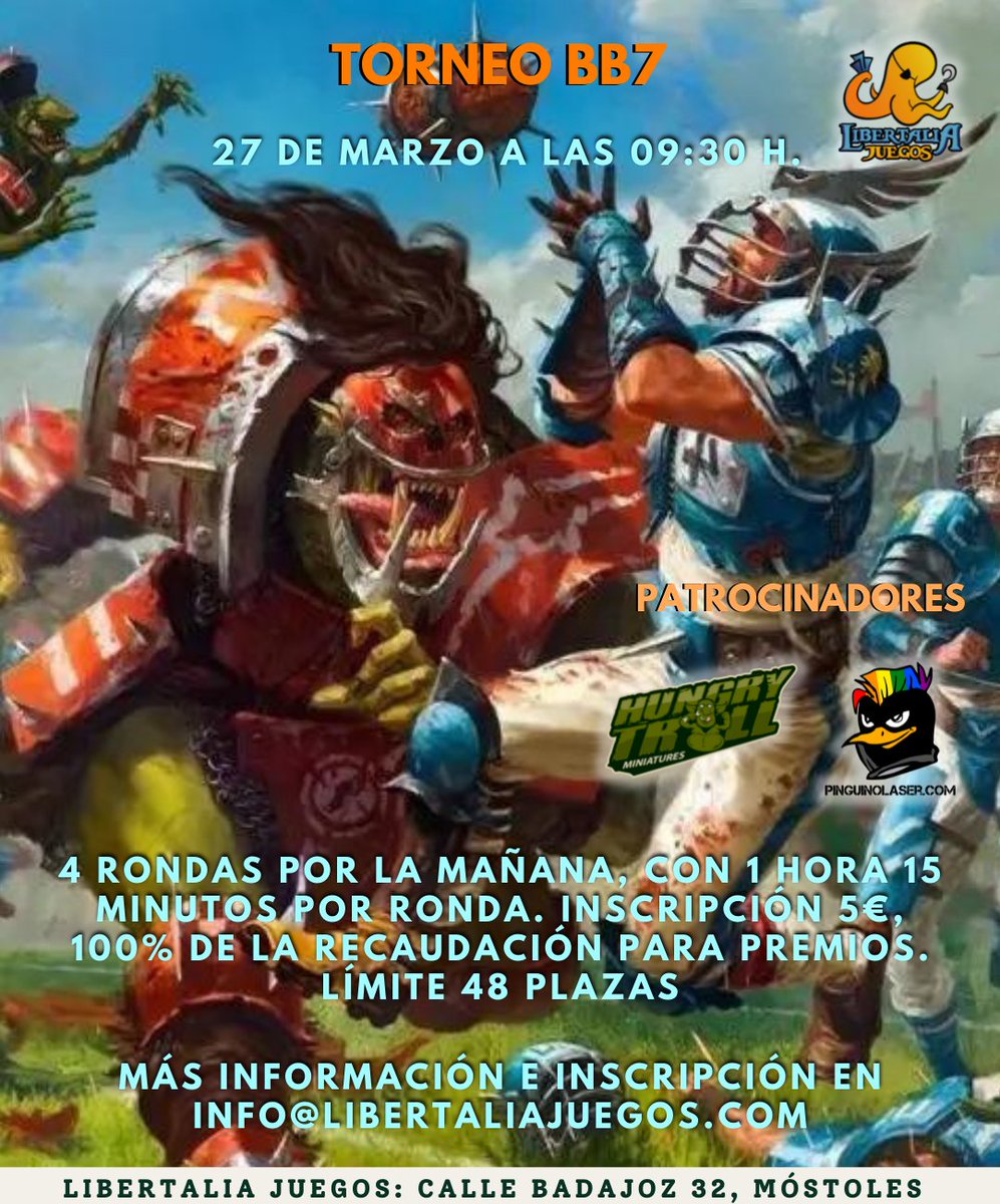 Este domingo 27 torneo de BB7! Plazas limitadas a 48 personas, ¿Te lo vas a perder?