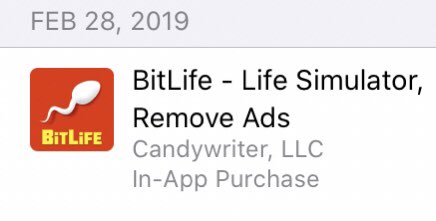 LoveAngelKS's tweet photo. @BitLifeApp Obviously not. Still waiting on an update that fixes the remove ads bitizenship. iPhone 7. https://t.co/50v9k1G4EL