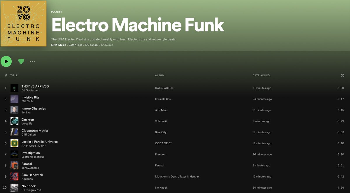 Back with a new #Electro update feat. DJ Godfather, DJ Stingray, Versalife, /DL/MS/, Lectromagnetique, Cliff Dalton, Joi Lau, Aquarian &amp; Jonny3snares on Micron Audio, Dekmantel, Cod3 QR, Klasse Wrecks, Trust, Bass Agenda, LDI, We're Going Deep &amp; more
tinyurl.com/EPM-Elect