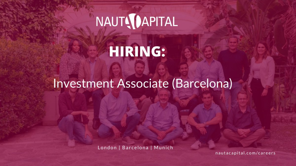 JOB ALERT!🚨 We’re looking for an Investment Associate to join our team in sunny Barcelona. If you think you could help us find the next generation of talented founders to back within the B2B SaaS space - we want to know you. 
More info/Apply here 👇
nautacapital.com/careers/invest…