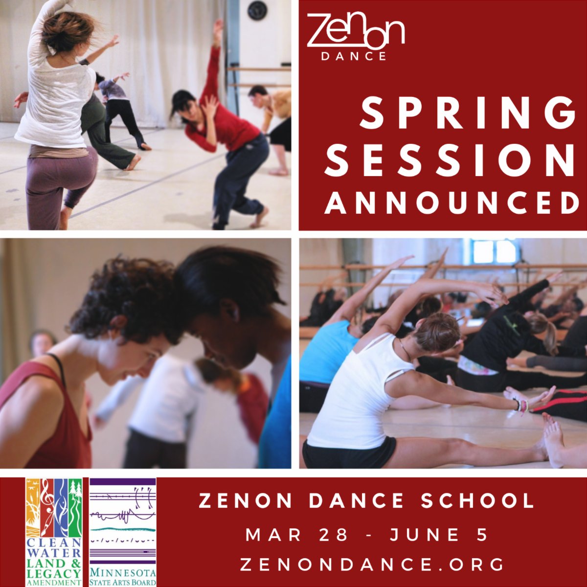 Registration is now open for all Zenon Dance School spring classes! 😁 We look forward to moving with you when we get back to the studio on March 28 #zenondanceschool #wewillmoveyou

Learn more: zenondance.org/class-schedule/
Register online: conta.cc/39fJDXN