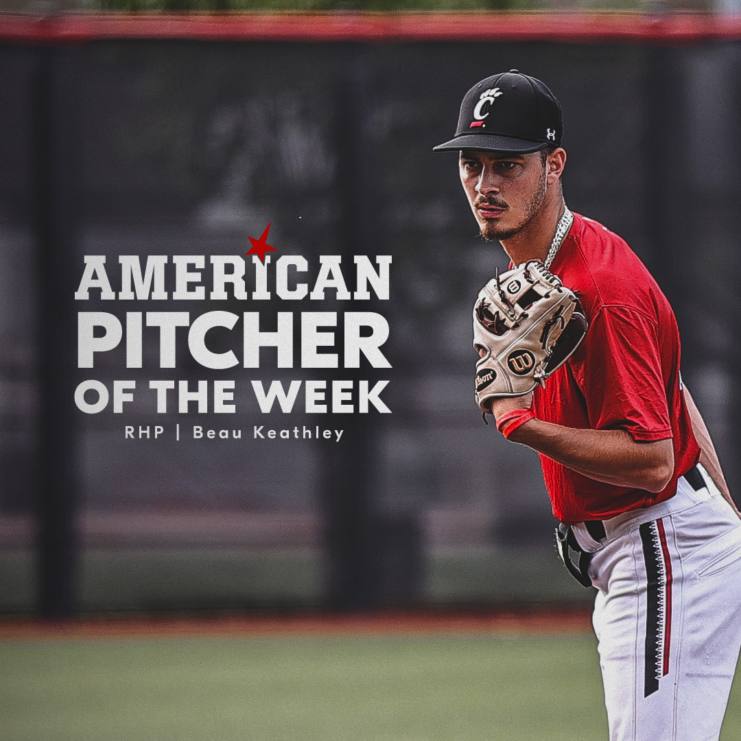 RHP Beau Keathley is your <a href="/American_BSB/">American Baseball</a> Pitcher of the Week! Congrats, Beau!

🏆 W, 6.0 IP, 3 H, 1 R, 0 ER, 0 BB, 12 K

#Bearcats | #NatiBoyz