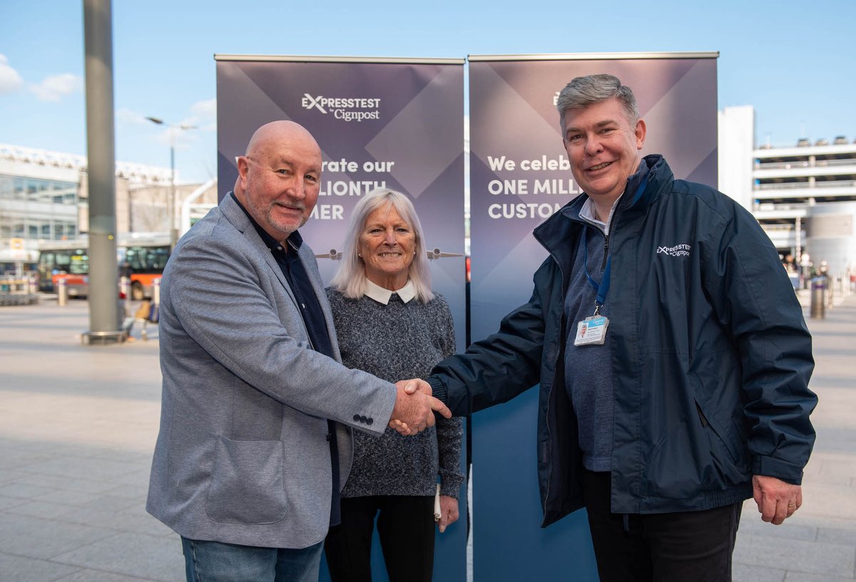ExpressTestUK's tweet photo. Last week we hit a fantastic milestone: one million tests at Heathrow! We're thrilled to have achieved this in just 15 months. Meet our millionth customers: Stevie &amp; Janet from Bexhill on Sea, who were heading on a cruise around Mexico! @HeathrowAirport 

#ExpressTest #Heathrow https://t.co/qfSg9mjTOV