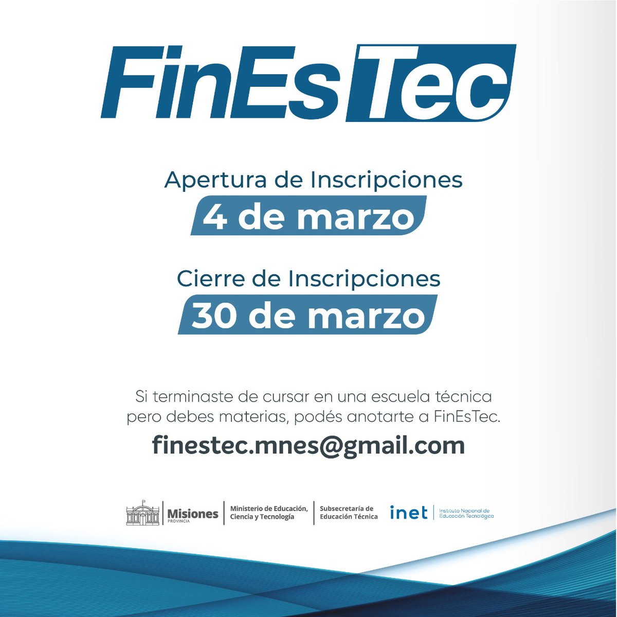 gilsonb10's tweet photo. Si terminaste tu secundario en una escuela técnica tenemos la estrategia para que puedas finalizar tus estudios! 👍🎉

✍️𝙄𝙣𝙨𝙘𝙧𝙞𝙥𝙘𝙞𝙤𝙣𝙚𝙨 𝙖𝙗𝙞𝙚𝙧𝙩𝙖𝙨, 
Sumate a esta oportunidad, ¡NO TE QUEDES AFUERA!

✍️https://t.co/eUFxDk2VGm

📧Consultas finestec.mnes@gmail.com https://t.co/9HCHAsLQIL