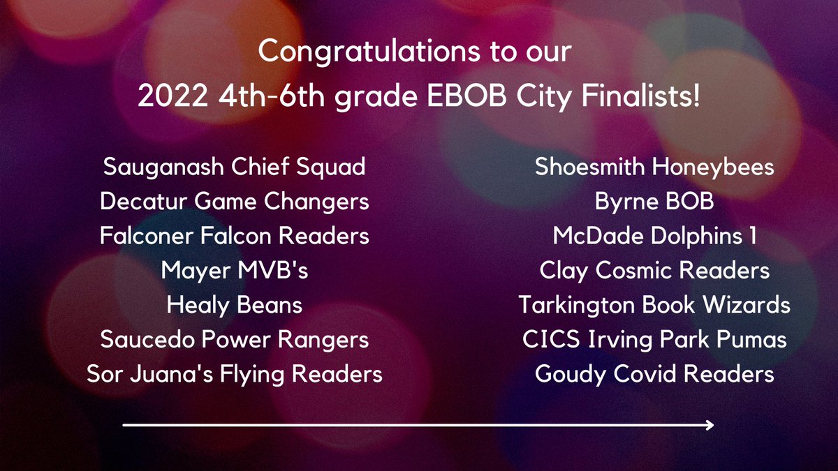 CpsLibraries's tweet photo. Congratulations to our 4th-6th grade Battle of the Books City Finalists! @ChiPubSchools @SauganashCPS @RobertHealyElem @CPSFalconer @decaturcps @SorJuanaCPS @ShoesmithBees @BengalPower @McDadeClassical @tseall1 @CICSIrvingPark @GoudyTechnology 
#BattleoftheBooks #CPS https://t.co/i7grfWR3s5