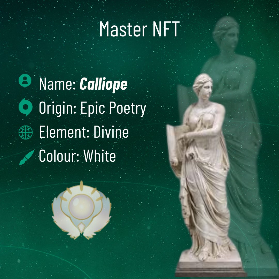 Meet Calliope! 🧝‍♀️
Each muse represents 1 of the 9 Master NFTs, and is linked with 1 of the 9 liquidity pools.

You can power up the muses by equipping yourself with NFT weaponry and taking part in gameplay.

#HeliconNFT  #muses #nft #defi #gamefi #HDT #blockchaingaming  #P2E