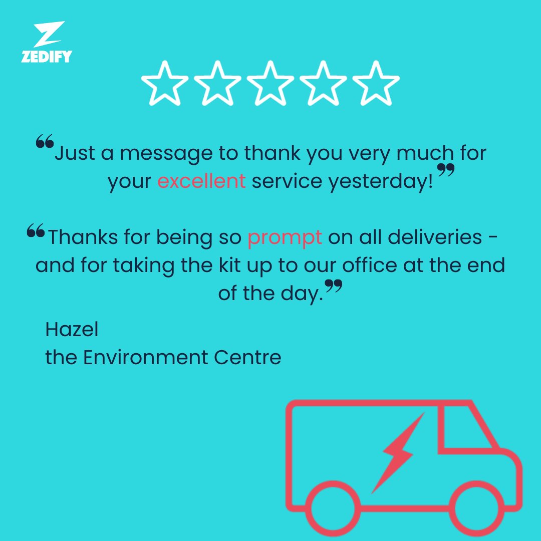 ZedifySouth's tweet photo. We love it when we receive great feedback like this! 😍⁠
⁠
⁠
⁠
⁠
⁠
#greatservice #emissionsfree #deliveries #fastdeliveries https://t.co/TjqWjXmbG8