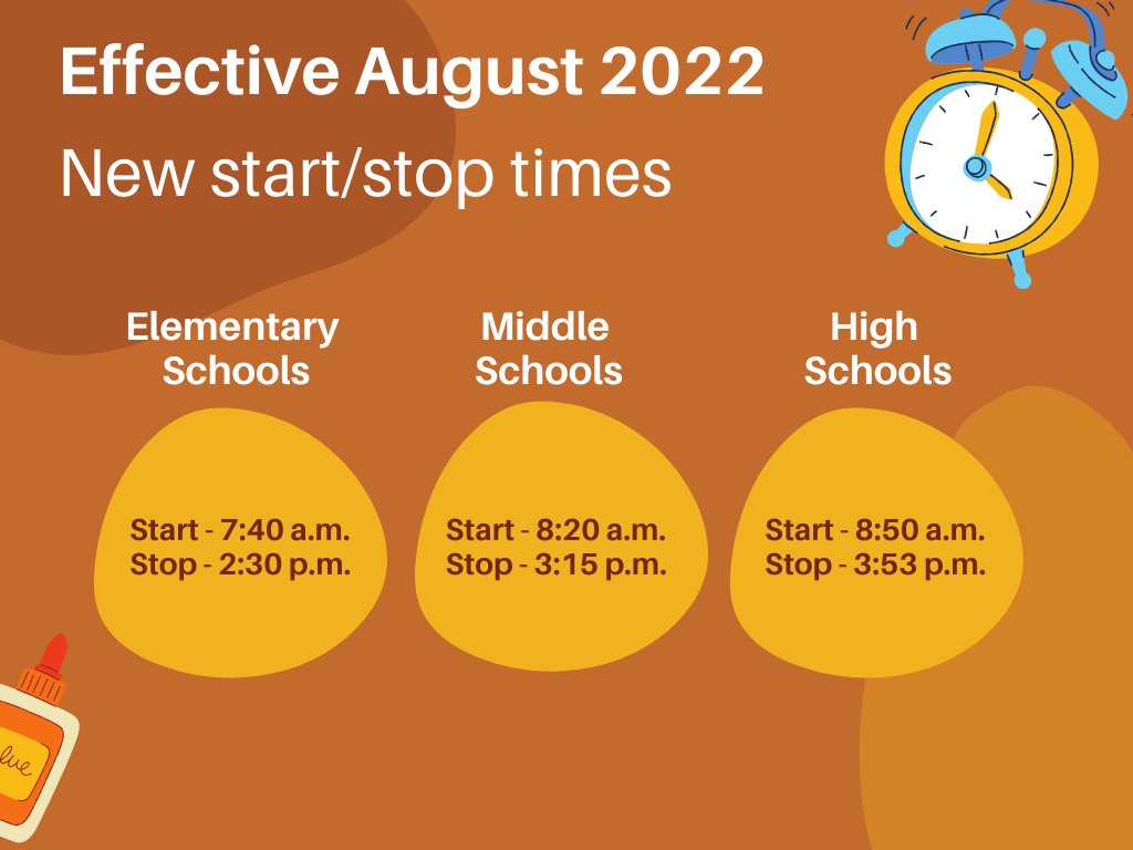 🔊EFFECTIVE AUGUST 2022🔊 — Richland Two parents &amp; guardians, there will be new start/stop times for the upcoming school year.
