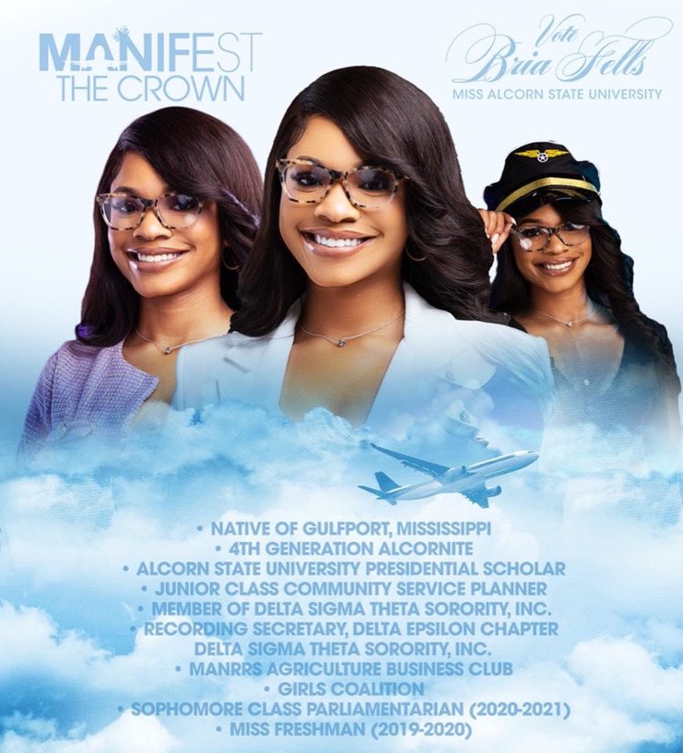 _reinamicole's tweet photo. “Clarity + Alignment + Action = Manifestation” Greetings! I, Bria Fells, a junior Agriculture major from Gulfport, MS.  I am elated to announce my candidacy for Miss Alcorn State University. We’re boarding flight 1871…MANIFEST #Bria4MissAlcornStateUniversity #Takeoff2TheThrone👑 https://t.co/LVAPi2Hu97
