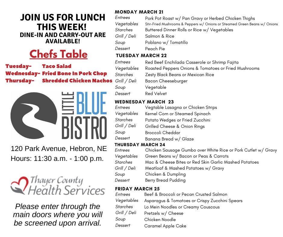 tchsne's tweet photo. Lunch Menu from Little Blue Bistro March 21-24th https://t.co/Exr71UWEmy