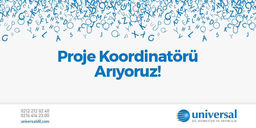 Proje Koordinatörü Arıyoruz!
Detaylı Bilgi İçin; kariyer.net/is-ilani/unive… linke tıklayınız. #universaldil #universallanguagetr #projekoordinatörü