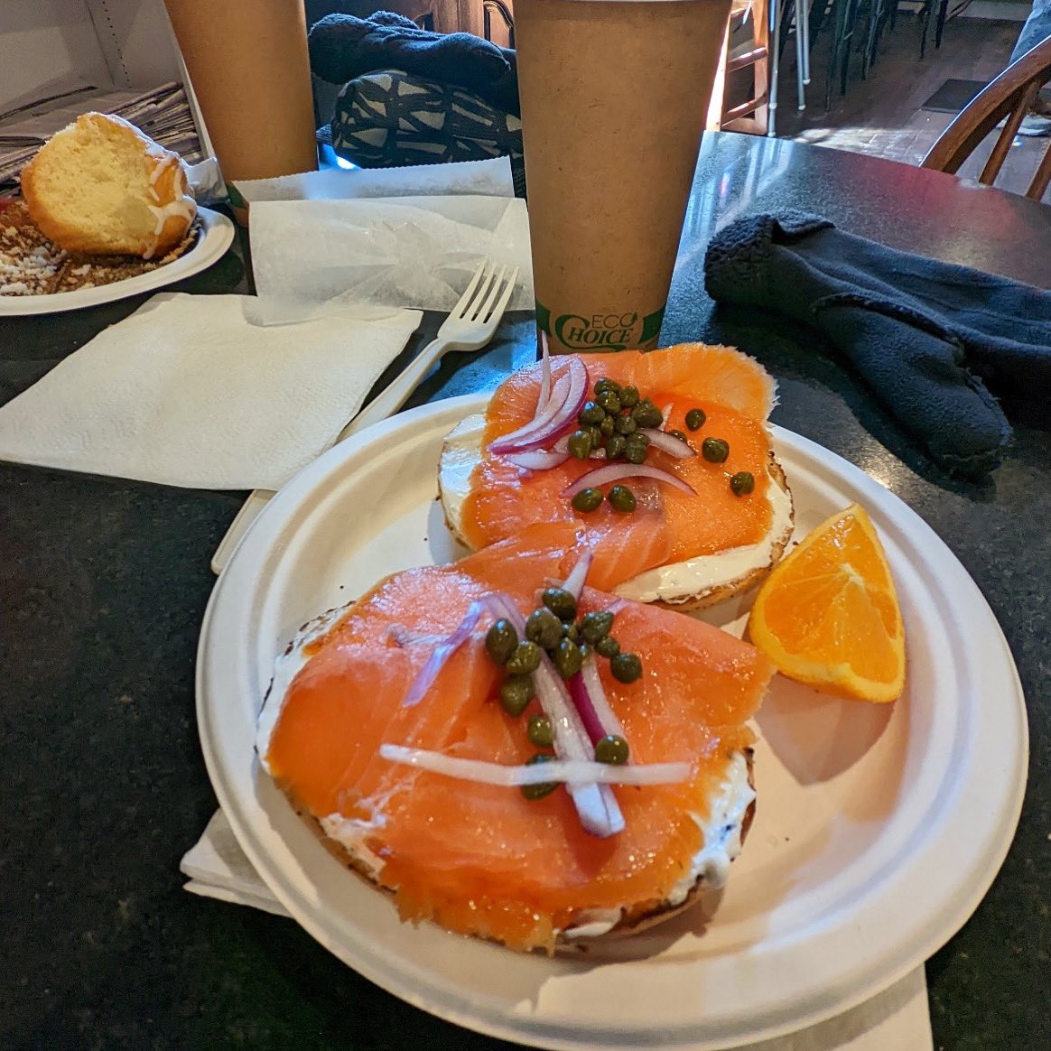 OldMillCafeEC's tweet photo. Is there any better way to start officially start Spring, than with a mouth watering lox bagel?? 🌸☀️🐟 Add your favorite tea or latte, and you got yourself a winning Monday morning combo! ☕️

📸: Todd Goldsmith https://t.co/xdT7RAfWAP