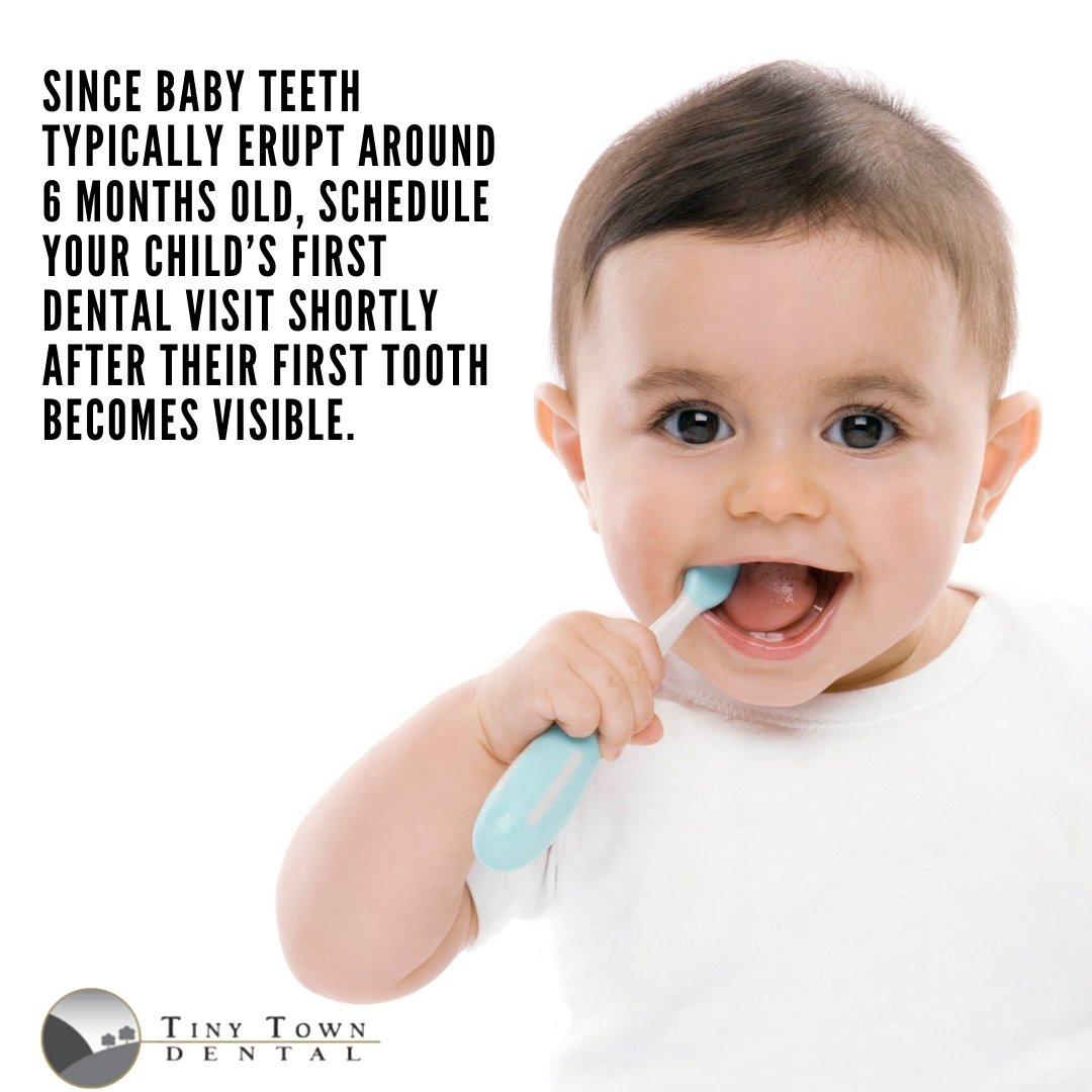 Since baby teeth typically erupt around 6 months old, schedule your child’s first dental visit shortly after their first tooth becomes visible.
#tinytowndentist #tinytowndental #oralhealth #dentist #familydentist #wecare