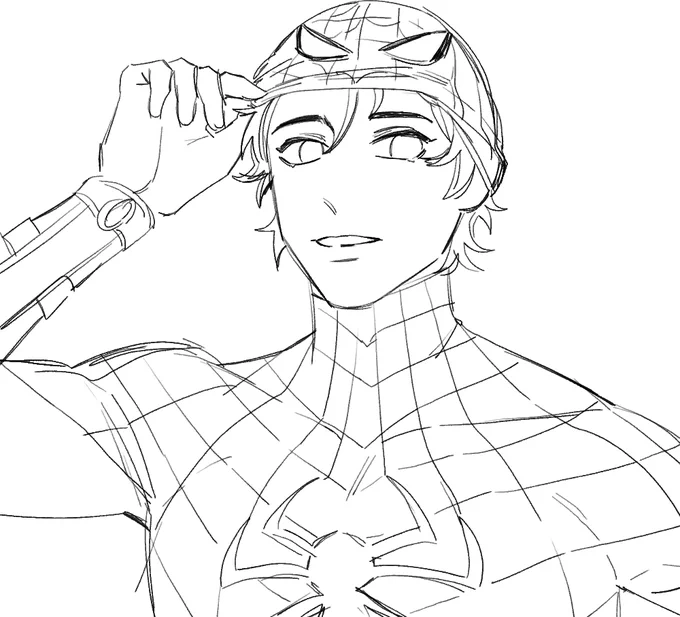 I DONT KNOW HOW TO DRAW SPIDEY MASK BUT I TRIED ASJDASD  