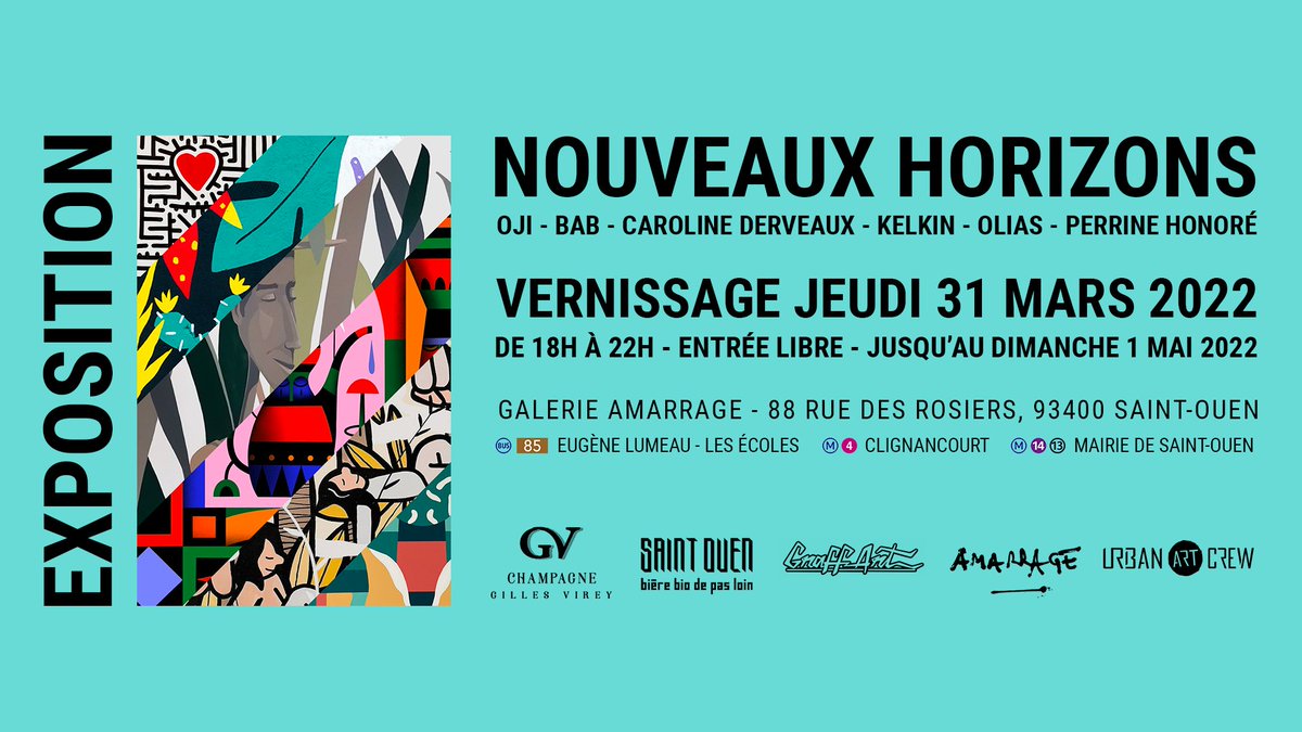 L'exposition collective de @UrbanArtParis  pose ses valises à Saint-Ouen du 31 MARS au 1er MAI à la Galerie Amarrage #NouveauxHorizons #exposition #arturbain #streetart
