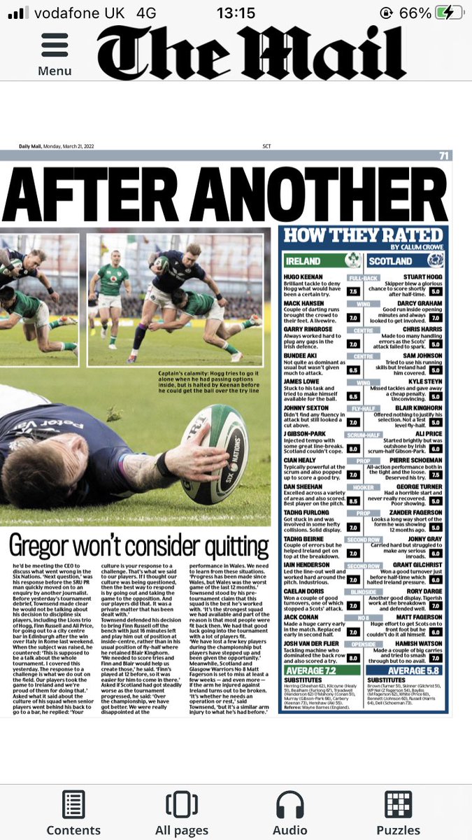 Scottish rugby is too cosy and complacent. Not enough accountability. Too many apologists for under performances. My thoughts on defeat to Ireland in ⁦@ScotMailSport⁩
