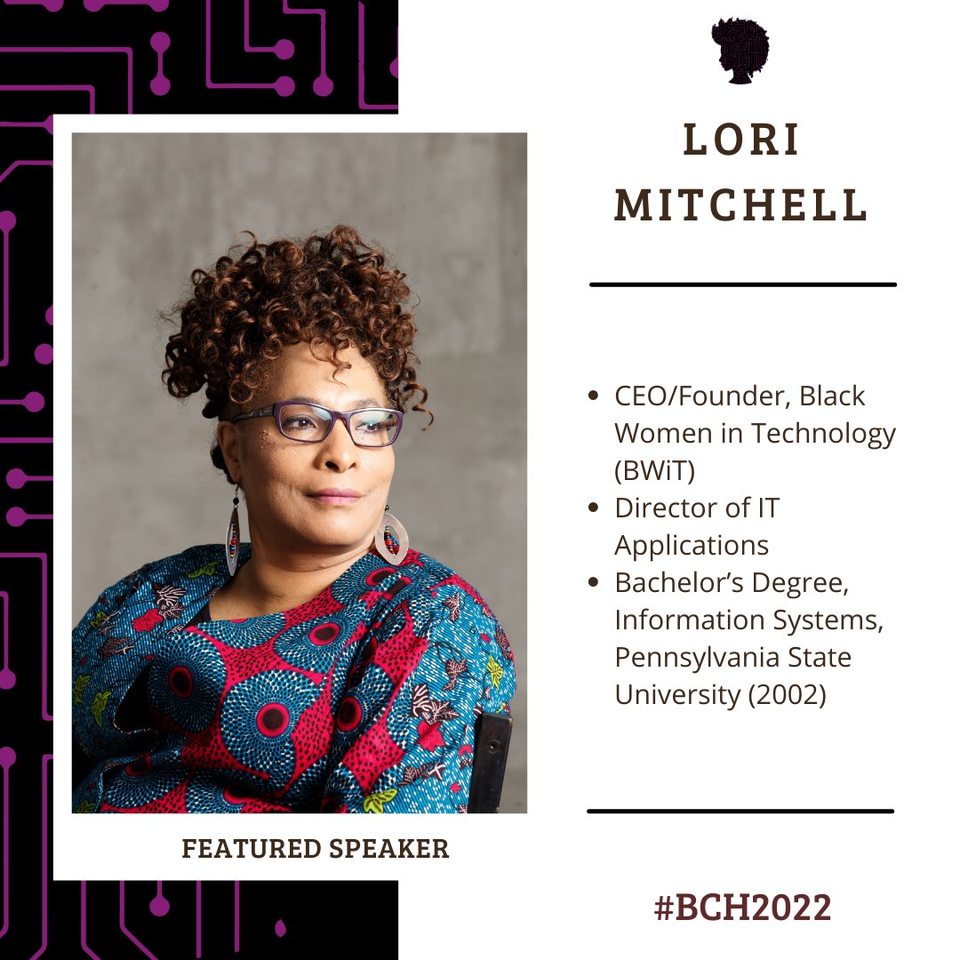 blackcomputeHER's tweet photo. Rounding out our mainstage speakers for #BCH2022. Join us for conversations with @hadiyahdotme (@HBCUvc), #LoriMitchell (@BWiT_ALL), and @lainempowell (@techsassygirlz)! 🙌🏿👏🏿🔥#blackcomputeHER

<><><><><><><><><><><> https://t.co/HZD0q4zc0q
<><><><><><><><><><><> https://t.co/PzFe9DmebX