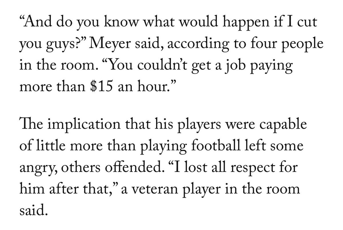 emesola's tweet photo. Holy shit the Urban Meyer article is even worse than I thought. Real leaders don’t treat people like this. 

https://t.co/ADWWmuwz5e https://t.co/sKnJLZZlQU