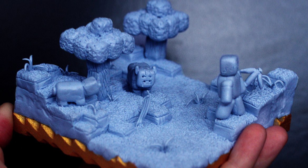 frasernongamer's tweet photo. I made a Minecraft world out of blue-tack. #Minecraft #bluetack https://t.co/p1IP4LHde9