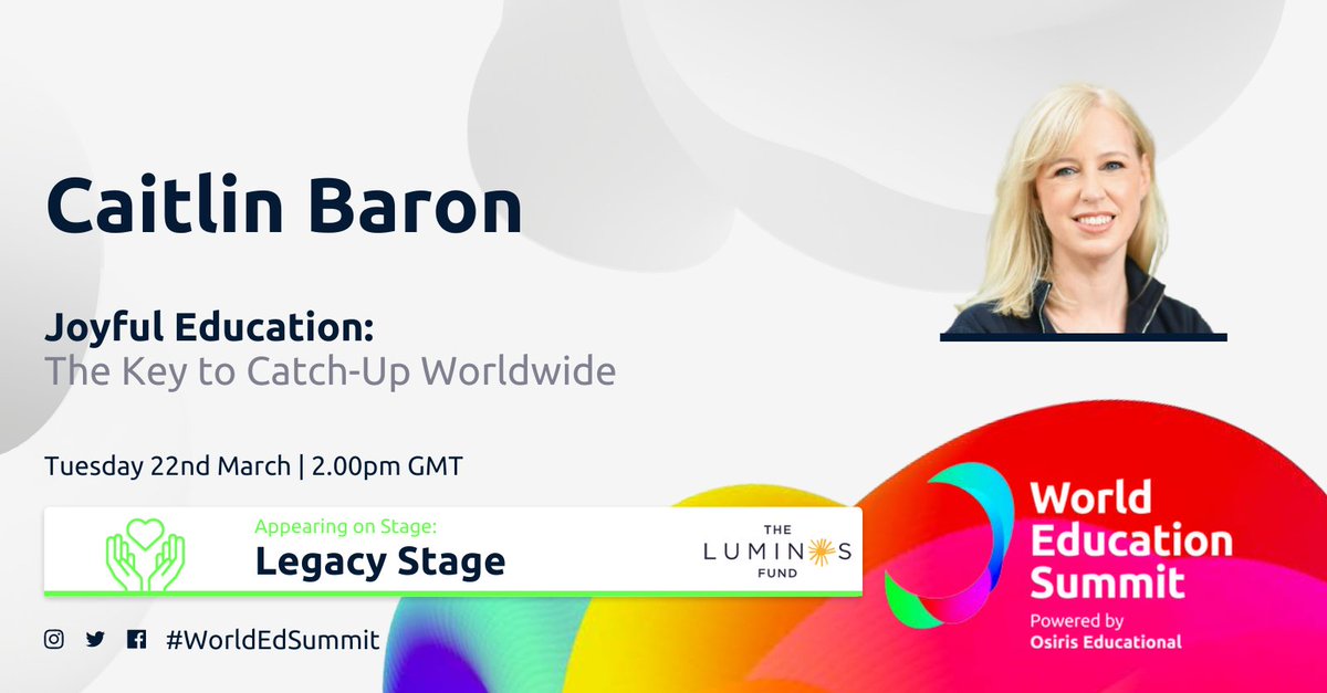luminosfund's tweet photo. Tomorrow, we're joining the #LegacyStage at the @osirisedu #WorldEdSummit!🗓️Hear from Luminos CEO, @CaitlinBaron, on our unique, joyful catch-up #education model that has brought over 150,000 of the world's most vulnerable out-of-school children back on the path of learning. https://t.co/tbFsGnnob6