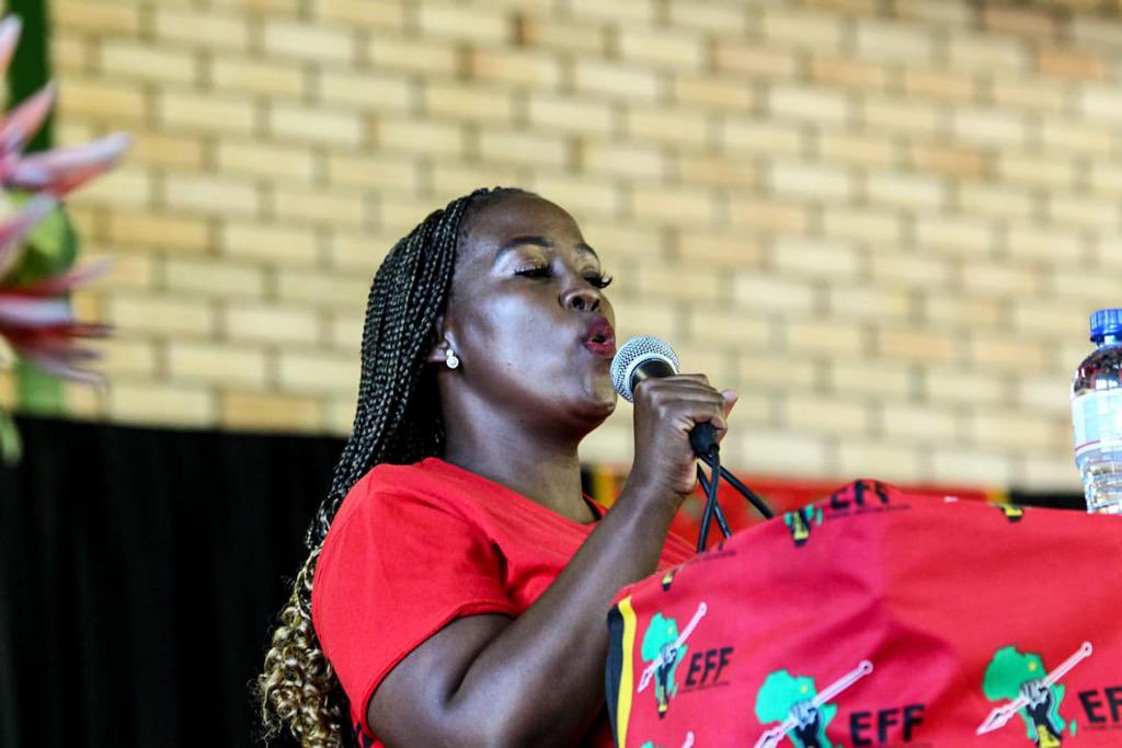 EFFSouthAfrica's tweet photo. [In Pictures]: EFF Provincial Secretary in the Eastern Cape, Commissar Mlamli Makhetha and CCT Deployee in the Eastern Cape Commissar Ntokozo Hlonyana speaking at the #EFFUitenhageDay https://t.co/nLAa2OENcS