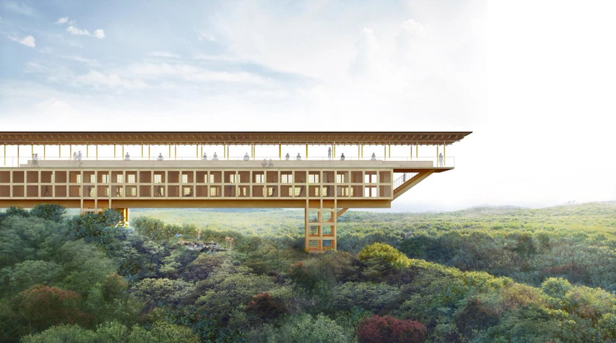cecobois's tweet photo. La célèbre firme Shigeru Ban Architects a récemment dévoilé les rendus d’une retraite de bien-être qui verra le jour sur l’île japonaise d’Awaji. Elle sera composée d’une structure en #bois en forme de pont suspendue au-dessus d’un paysage luxuriant.

https://t.co/jYV4aNhQFs https://t.co/m9ozBUHHPC