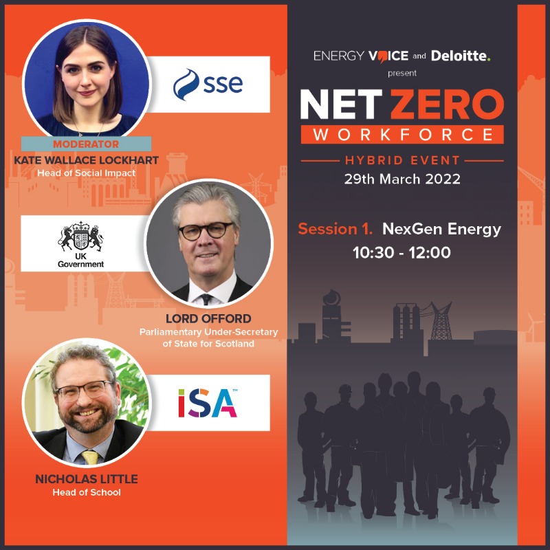 SSE's tweet photo. Today, our Head of Social Impact Kate Wallace Lockhart, will be moderating a session at @EnergyVoiceNews’ #NetZeroWorkforce event.
The conference will focus on inspiring the next generation of #energyleaders & explore what the existing workforce needs to thrive post-transition.