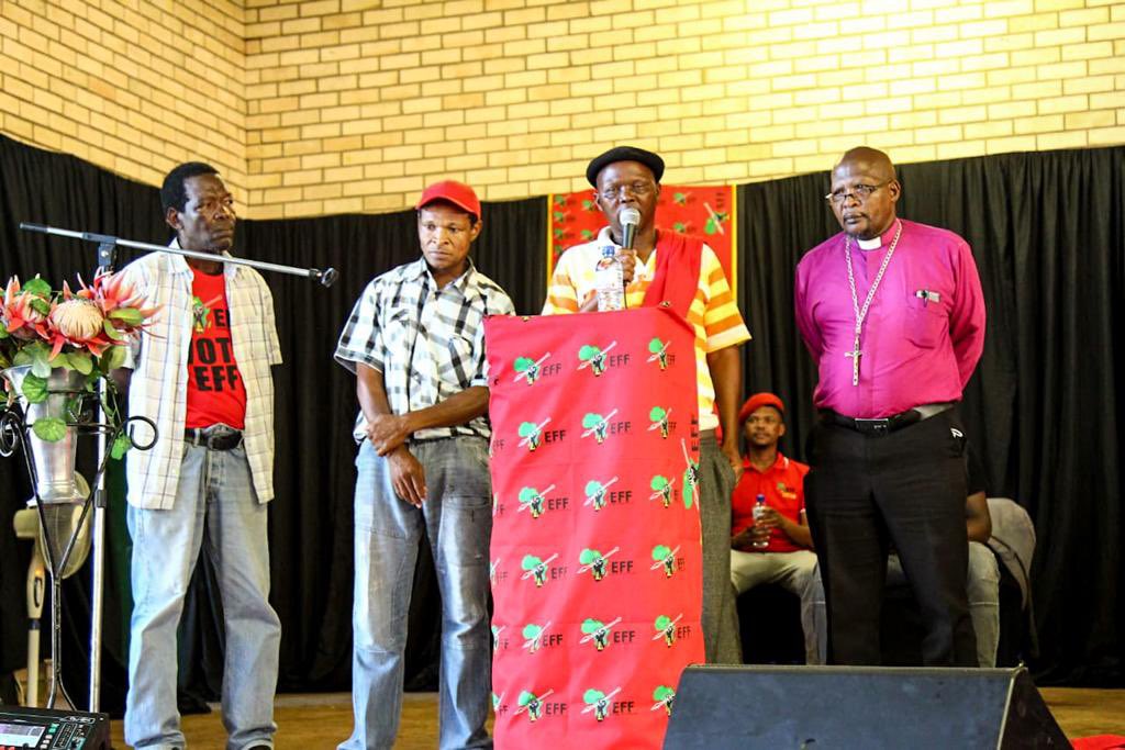 EFFSouthAfrica's tweet photo. Survivors of the Uitenhage Massacre at the #EFFUitenhageDay 

They came to seek assistance from the EFF and formally align with this, our beloved fast growing organisation. https://t.co/htBwKjAN44