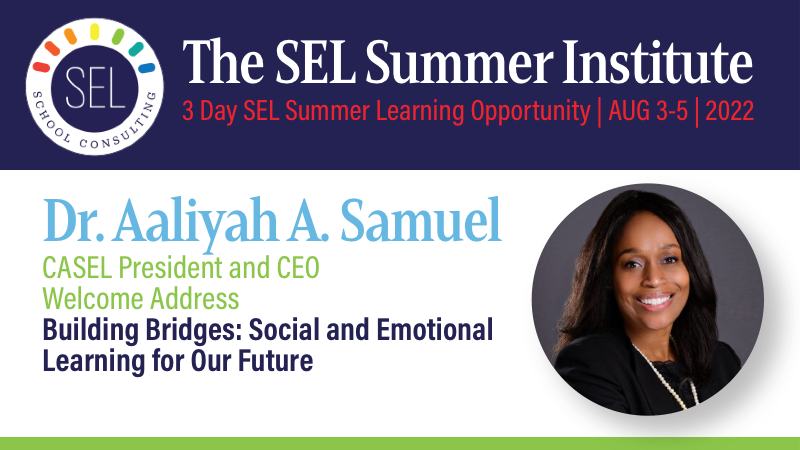mollygosline's tweet photo. Woo-hoo! CEO and President of @caselorg Dr. Aaliyah Samuel, will be joining the faculty presentations at the Inaugural #SEL Summer Institute, August 3-5, 2022!

Register your Team now to get in and save! Live and in-person only :)
www.SELSchoolConsulting/summer-institute https://t.co/5FWXC9ZR6T