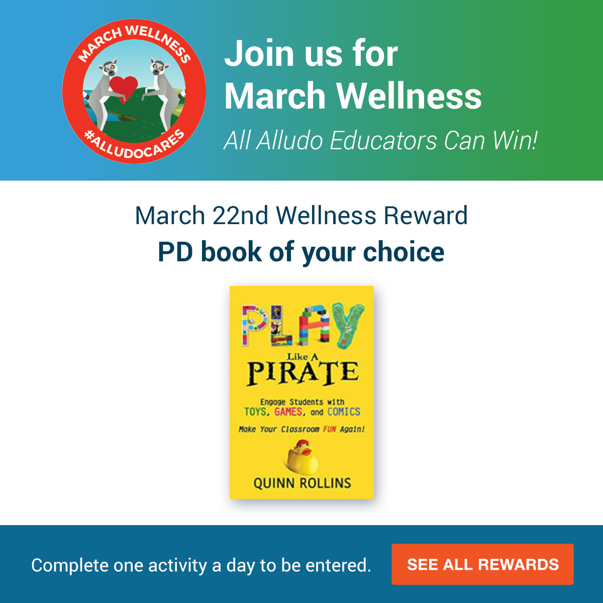 AlludoPlay's tweet photo. Tomorrow we are giving away another #PDBook for the lucky winner of our daily #MarchWellness event 📚 If you're an existing customer, log into Alludo and complete at least one activity for your chance to win! Not already on our platform? Learn more here: https://t.co/K8VeR1WU9K https://t.co/W2swBL5b5l