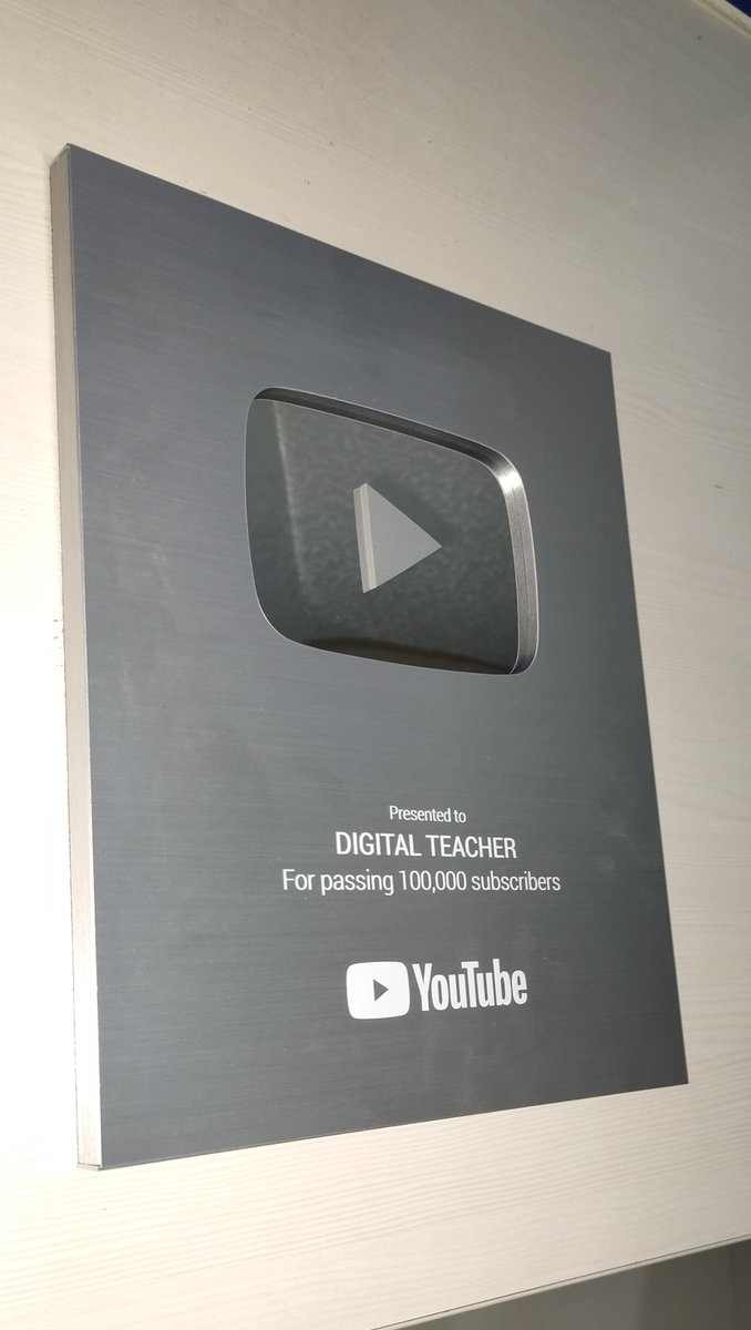 digitalteach1's tweet photo. We have just received Youtube’s official Silver Play button #award for crossing 1,00,000 subscriber mark!
We want to thank you all again for all the support over the years.
#digitalteacher #youtubesilverbutton https://t.co/QIGSYg8blW