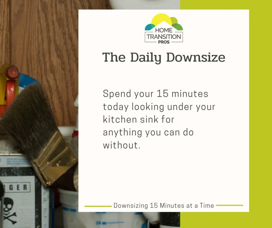 Daily_Downsize's tweet image. Spend your 15 minutes today looking under your kitchen sink for anything you can do without.

#UseItOrLoseIt #KitchenDeclutter #TidyKitchens
